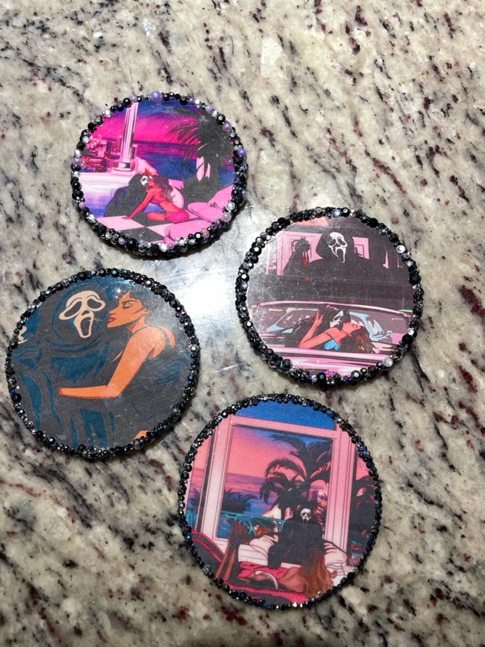 Set of 4 Horror Theme Coasters